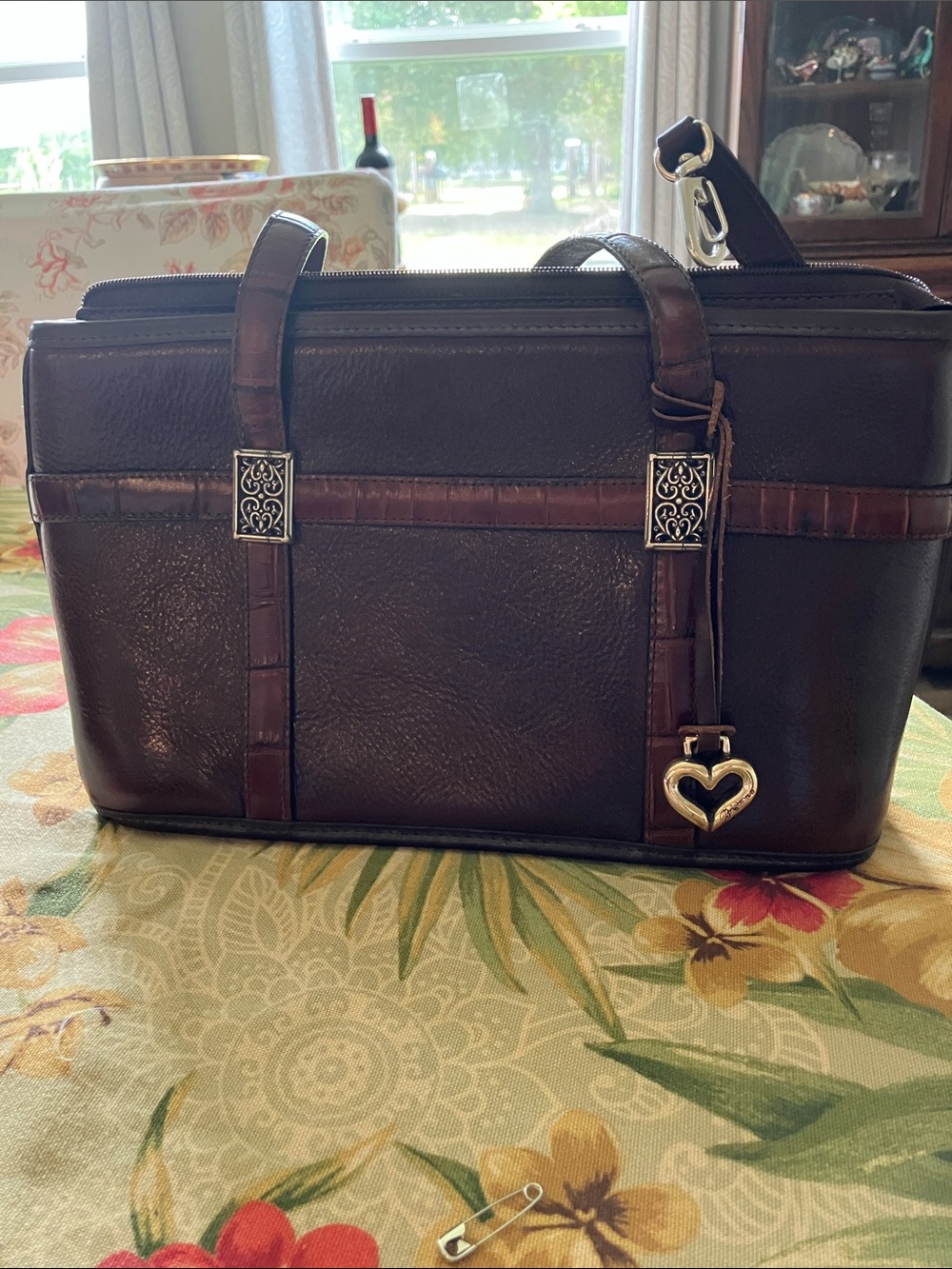 Brighton Women's Brown Leather Tote Bag with Heart Charm